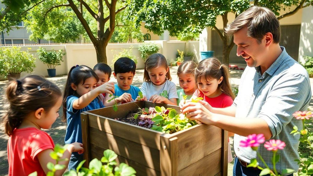 Engajamento comunitário através da compostagem escolar